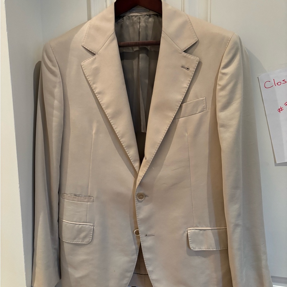 Brunello Cucinelli Cream Sport Coat with Notched Lapels